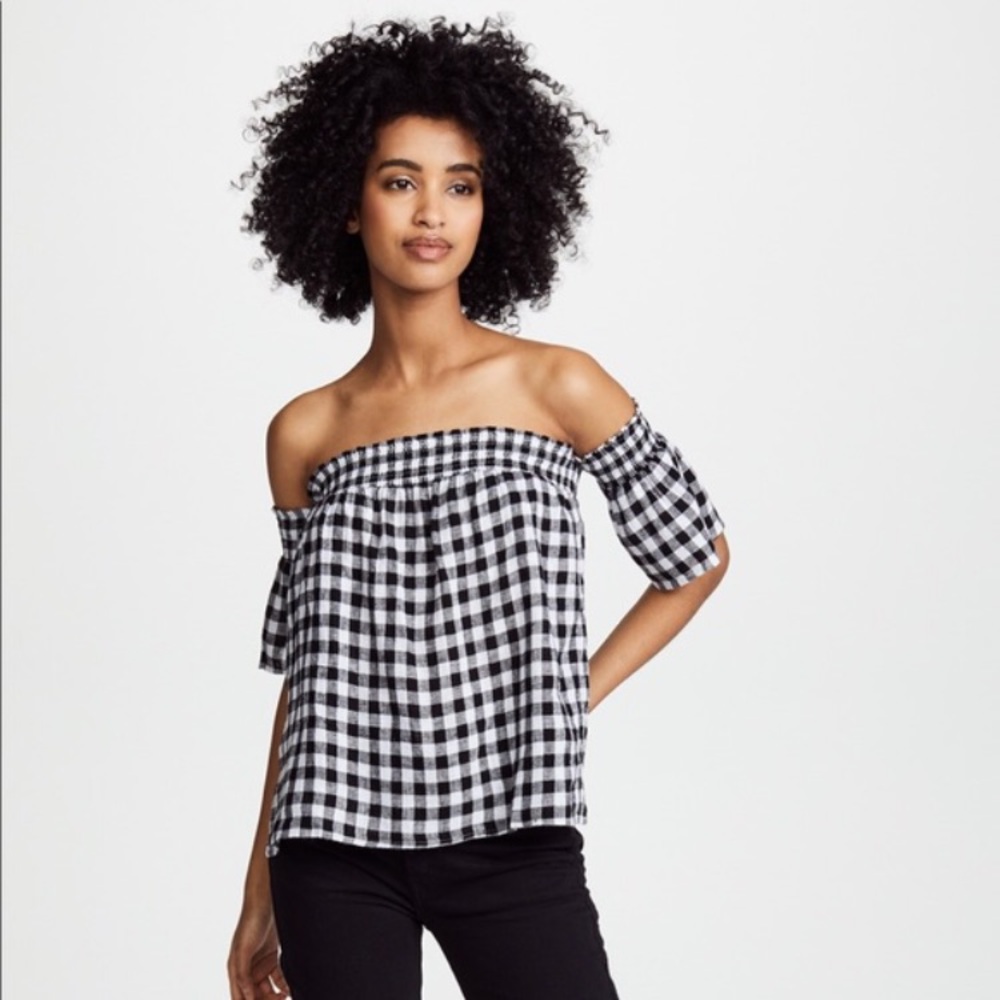 Rails Isabel Gingham off shoulder top